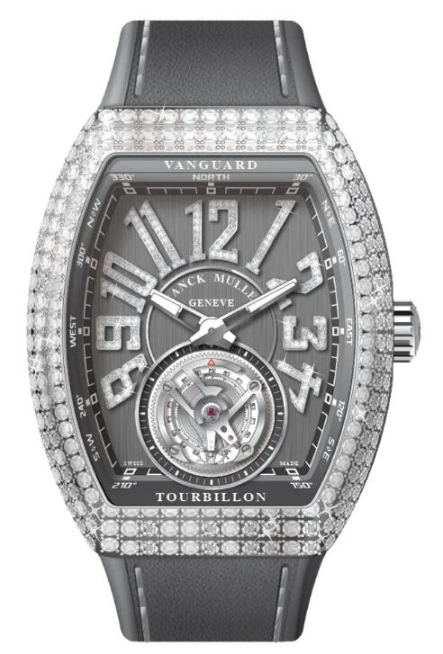 Buy Franck Muller Vanguard Tourbillon Stainless Steel White Diamonds Case and Numerals- Grey Replica Watch for sale Cheap Price V 41 T D NBR CD (TT) (AC) (TT DIAM AC)